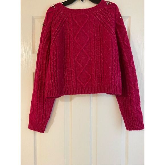 New ASTR the label Women's Madison Pullover Knit Sweater Pink Embellished M - Picture 4 of 9